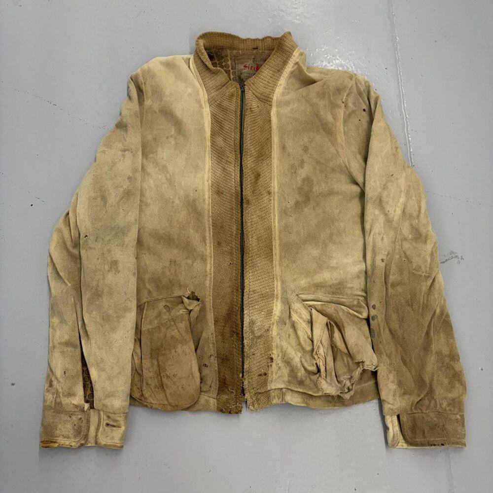 Vintage 60s Sir Jac Beige Suede Cotton Bomber Jacket